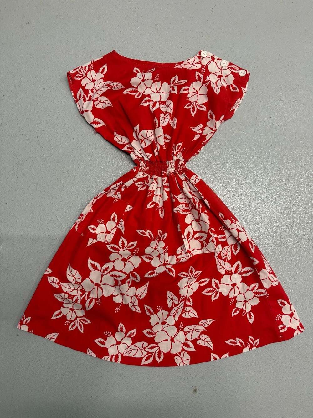 Vintage 90s Kole Kole Hawaii Vintage Red Hibiscus Floral Print Sundress